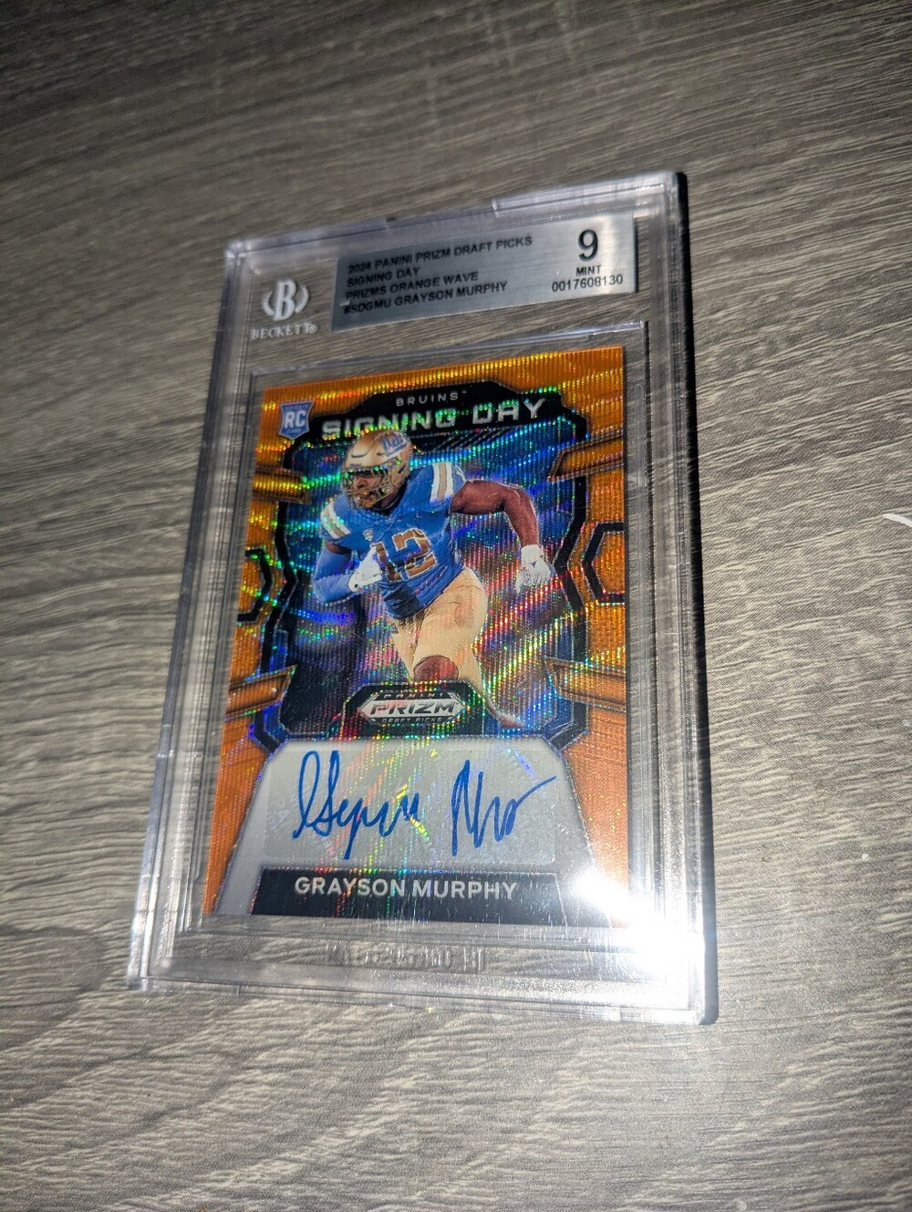 Rookie Signings Grayson Murphy Orange Wave Auto Card